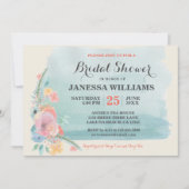Weich und süß Aquamarines rosa Boho Brautparty Einladung (Vorderseite)