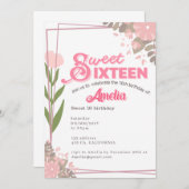 Weich Vintage Pink Tulpe Blüte Sweet 16 Einladung (Vorne/Hinten)