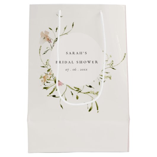 Weich-Weiden-Blumenkraut-Brautparty Mittlere Geschenktüte (Rückseite)
