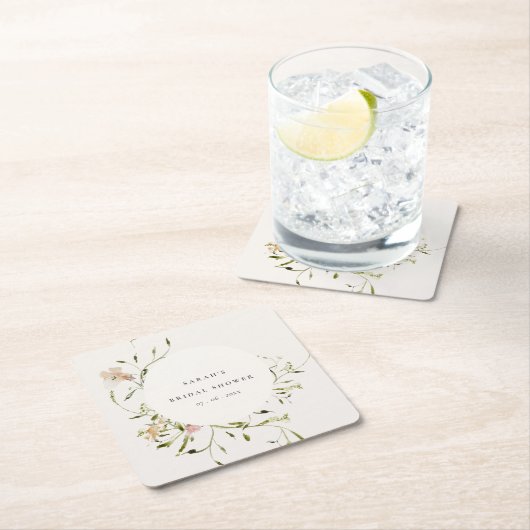 Weich-Weiden-Blumenkraut-Brautparty Rechteckiger Pappuntersetzer (Vor Ort)