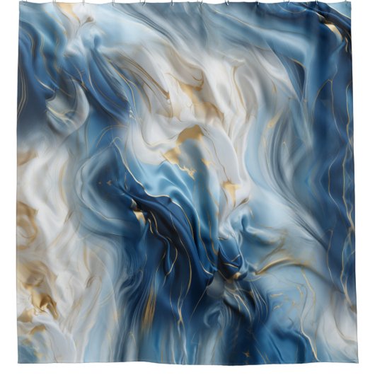 Weich weißer Marmor mit Gold Duschvorhang (Vorderseite)