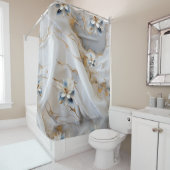 Weich weißer Marmor mit Gold Duschvorhang (Beispiel)