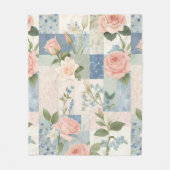 Weich zartes, blumenrosa und blaues Patchwork Fleecedecke (Vorderseite)