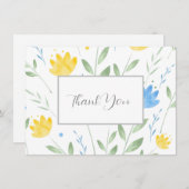 Weichblau und gelb dankeskarte (Vorne/Hinten)