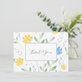 Weichblau und gelb dankeskarte (Stehend Vorderseite)