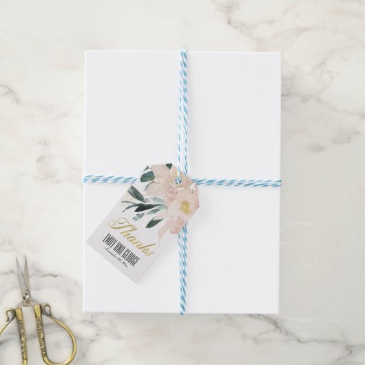 WEICHBLAUSCHBLUSH BLLORAL BUNCH WATERCOLOR WEDING GESCHENKANHÄNGER (Mit Garn)