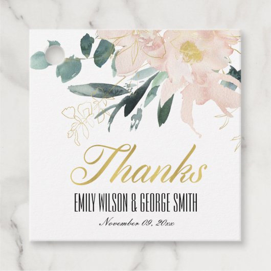 WEICHBLAUSCHBLUSH BLLORAL BUNCH WATERCOLOR WEDING GESCHENKANHÄNGER (Vorderseite)