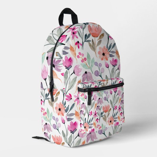 Weichblütenmuster-Blume Bedruckter Rucksack (Rückseitige Ecke links)