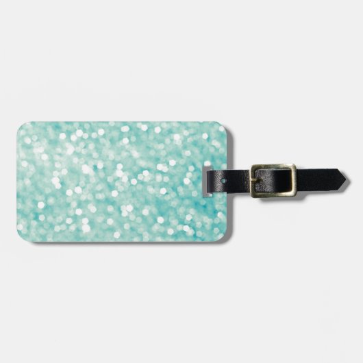 Weiche Aqua Bokeh Glitzer-Glitzern Gepäckanhänger (Vorderseite horizontal)