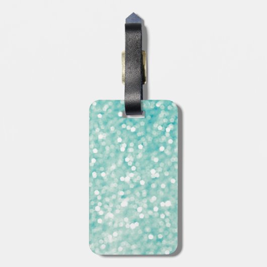 Weiche Aqua Bokeh Glitzer-Glitzern Gepäckanhänger (Rückseite vertikal)