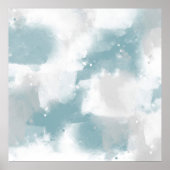 Weiche Aquamarine Abstrakte Pinselstriche Poster (Vorne)