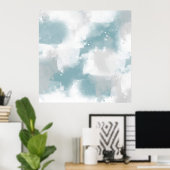 Weiche Aquamarine Abstrakte Pinselstriche Poster (Heimbüro)