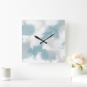 Weiche Aquamarine Abstrakte Pinselstriche Quadratische Wanduhr (Zuhause)