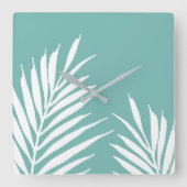 Weiche Aquamarine Blätter Quadratische Wanduhr (Vorderseite)