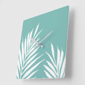 Weiche Aquamarine Blätter Quadratische Wanduhr (Winkel)