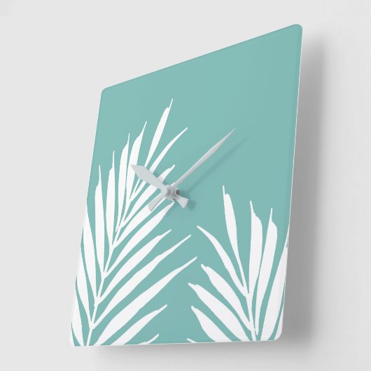 Weiche Aquamarine Blätter Quadratische Wanduhr (Winkel)