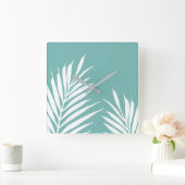 Weiche Aquamarine Blätter Quadratische Wanduhr (Zuhause)