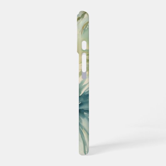Weiche, Aquamarine Grünpalmen Wasserfarben iPhone 16 Hülle (Linke Seite)