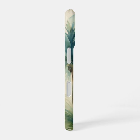 Weiche, Aquamarine Grünpalmen Wasserfarben iPhone 16 Hülle (Rechte Seite)