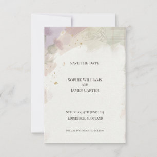 Weiche Aquarell-Blumen-Keltische-Knoten-Hochzeit Save The Date