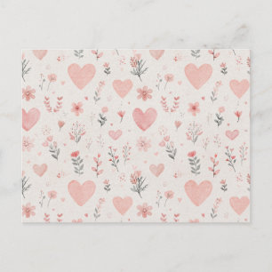Weiche Aquarell-Herzen Blumen-Postkarte Postkarte