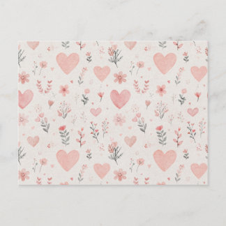 Weiche Aquarell-Herzen Blumen-Postkarte Postkarte