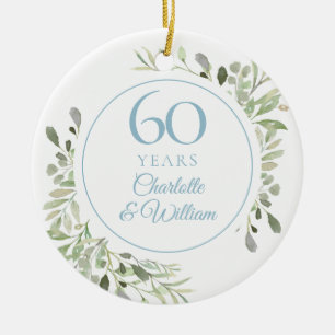 Weiche Aquarellblätter zum 60. Hochzeitstag Keramik Ornament