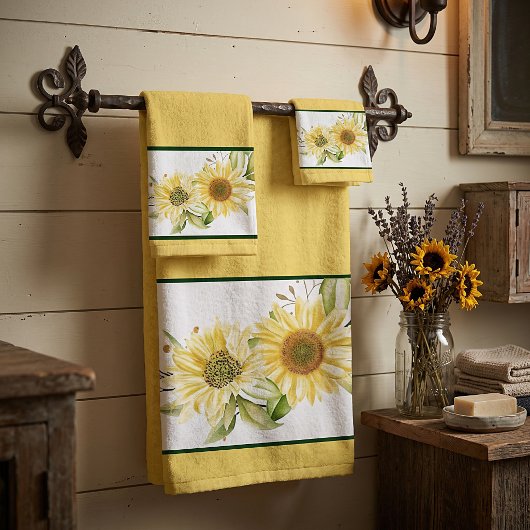 Weiche Aquarellblumen Badhandtuch Set