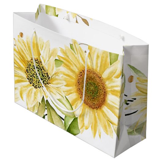 Weiche Aquarellblumen Große Geschenktüte (Rückseite Schrägansicht)