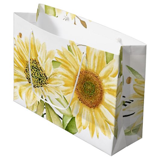 Weiche Aquarellblumen Große Geschenktüte (Vorderseite Schrägansicht)