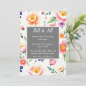 Weiche Aquarellblüte + weiße Hintergrundhochzeit Einladung (Stehend Vorderseite)