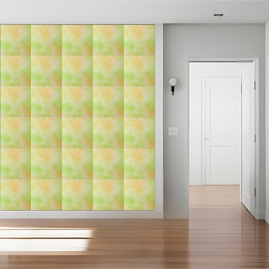 Weiche Aquarellfarben - Grüne und gelbe Keramik Fliese