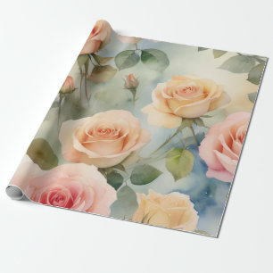 Weiche Aquarellfarben-Rose Geschenkpapier