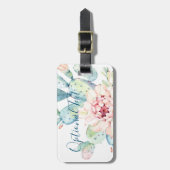 Weiche Aquarellpastellfarben blühende Kakteen Gepäckanhänger (Vorderseite vertikal)