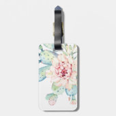 Weiche Aquarellpastellfarben blühende Kakteen Gepäckanhänger (Rückseite vertikal)