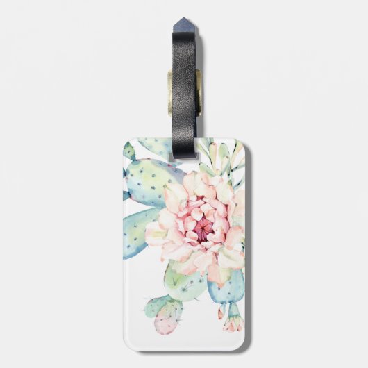 Weiche Aquarellpastellfarben blühende Kakteen Gepäckanhänger (Rückseite vertikal)