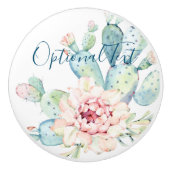 Weiche Aquarellpastellfarben blühende Kakteen Keramikknauf (Vorderseite)