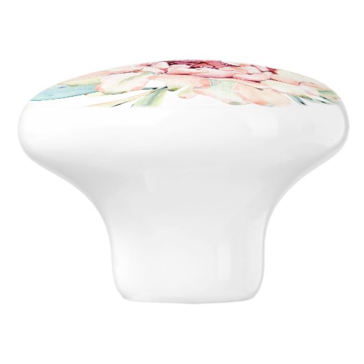 Weiche Aquarellpastellfarben blühende Kakteen Keramikknauf (Seitenansicht)