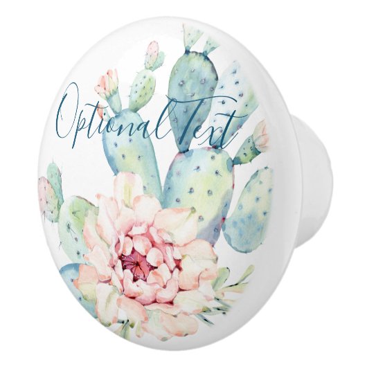 Weiche Aquarellpastellfarben blühende Kakteen Keramikknauf (Rechts)