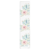 Weiche Aquarellpastellfarben blühende Kakteen Kurzer Tischläufer (Vorderseite)