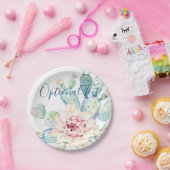 Weiche Aquarellpastellfarben blühende Kakteen Pappteller (Party)