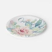 Weiche Aquarellpastellfarben blühende Kakteen  Pappteller (Schrägansicht)