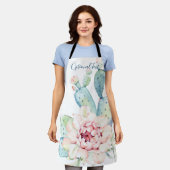 Weiche Aquarellpastellfarben blühende Kakteen Schürze (Getragen)