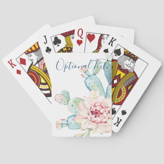 Weiche Aquarellpastellfarben blühende Kakteen Spielkarten (Rückseite)