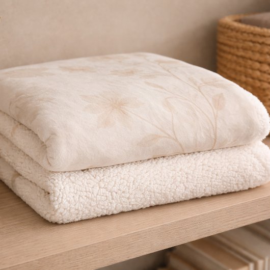 Weiche Beige Blumenmuster Sherpa-Decke Sherpadecke