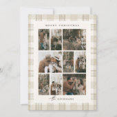 Weiche Beige-Gingham-Foto-Collage Feiertagskarte (Vorderseite)