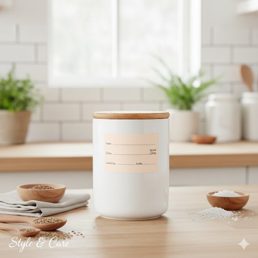 Weiche Beige Lebensmitteletiketten für Zuhause und Lebensmitteletikett