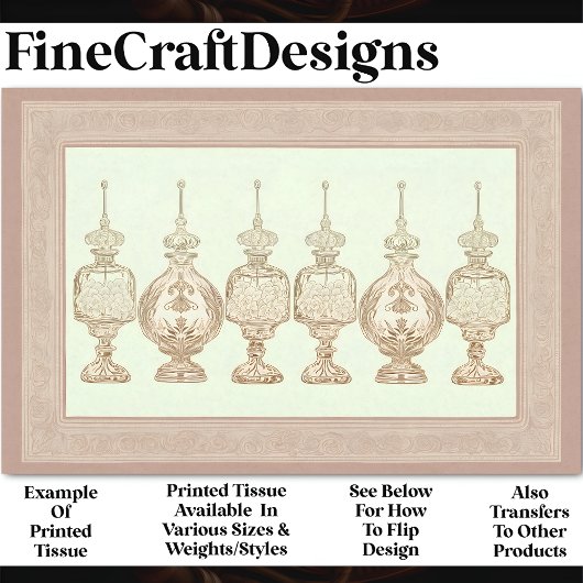 Weiche Beige Parfümflaschen Dekanoren AD9 Decoupag Seidenpapier