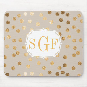 Weiche beige und goldene Glitzer City Dots Mousepad