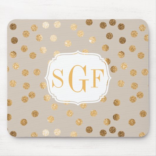 Weiche beige und goldene Glitzer City Dots Mousepad (Vorne)